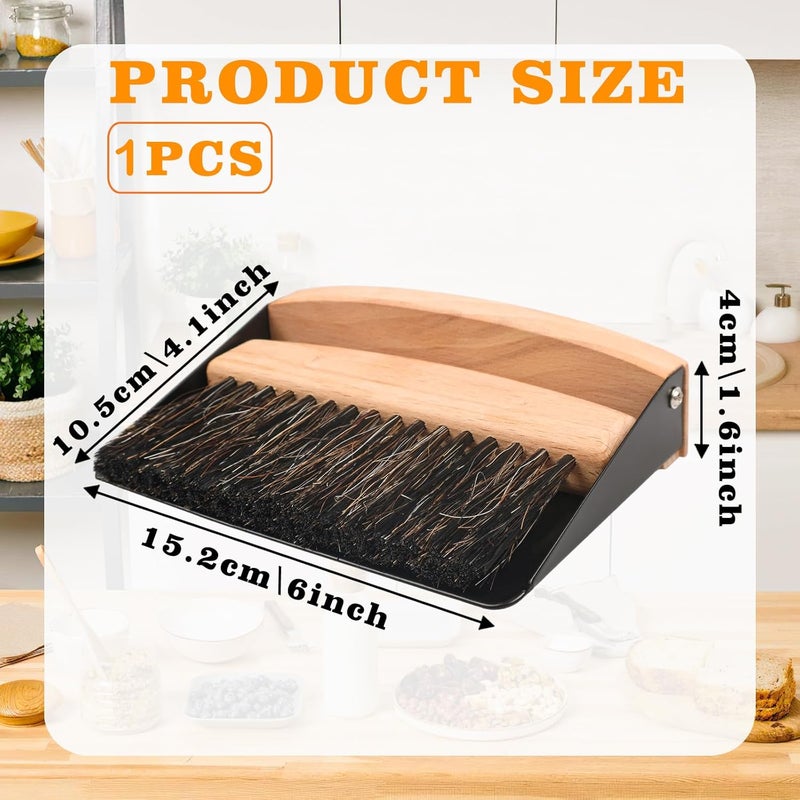 Nokiils Small Dust Pan and Brush Set, Mini Hand Broom and Dustpan Set, Wooden Crumb Sweeper for Home Desktop, Sofa, Pet Care Household (Black) - Image 2